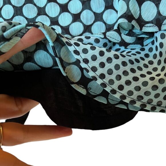 😊3/$30 NY&C sheer ruffle tank top, aqua & black Size M NWT 🏷 - Picture 5 of 8